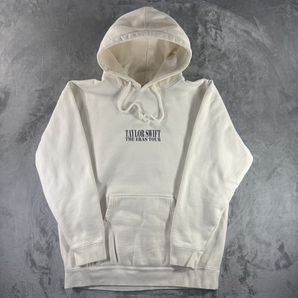 Taylor Swift The Eras Tour Hoodie Sweatshirt Womens Large Cream Pullover Thick - Picture 2 of 16